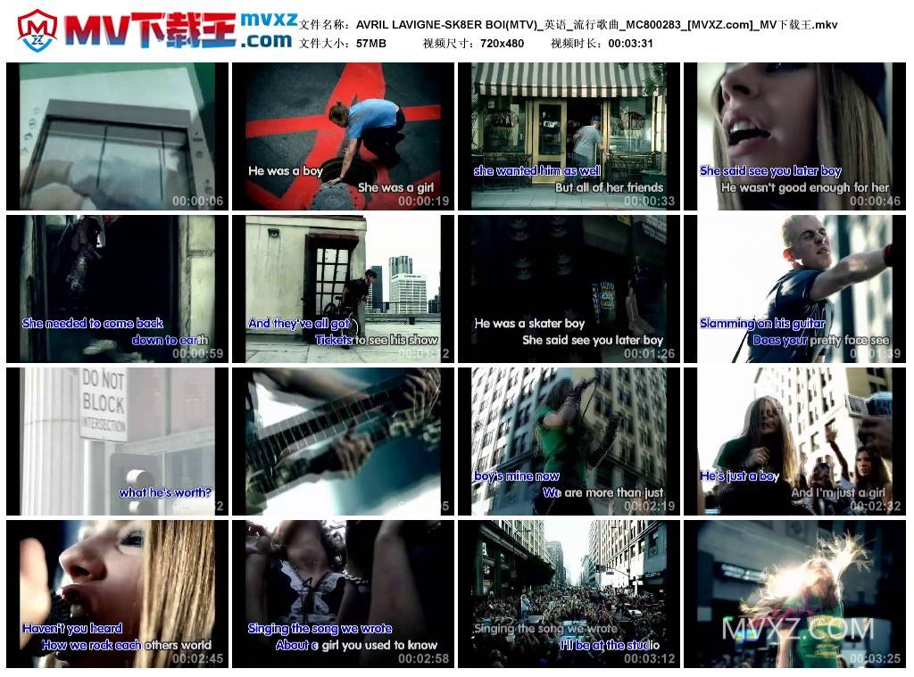 AVRIL LAVIGNE-SK8ER BOI(MTV)_英语_流行歌曲_MC800283